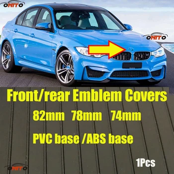 

Car Styling 1Pcs 82mm 74mm 78mm Front hood Rear Trunk Emblem ABS black base/PVC silvery base For BMW E60 E90 F10 F30 F15 E6