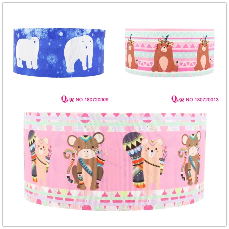 

10 yards lot 22mm 38mm 75mm 180720009 bear design printed grosgrain ribbon for hairbow