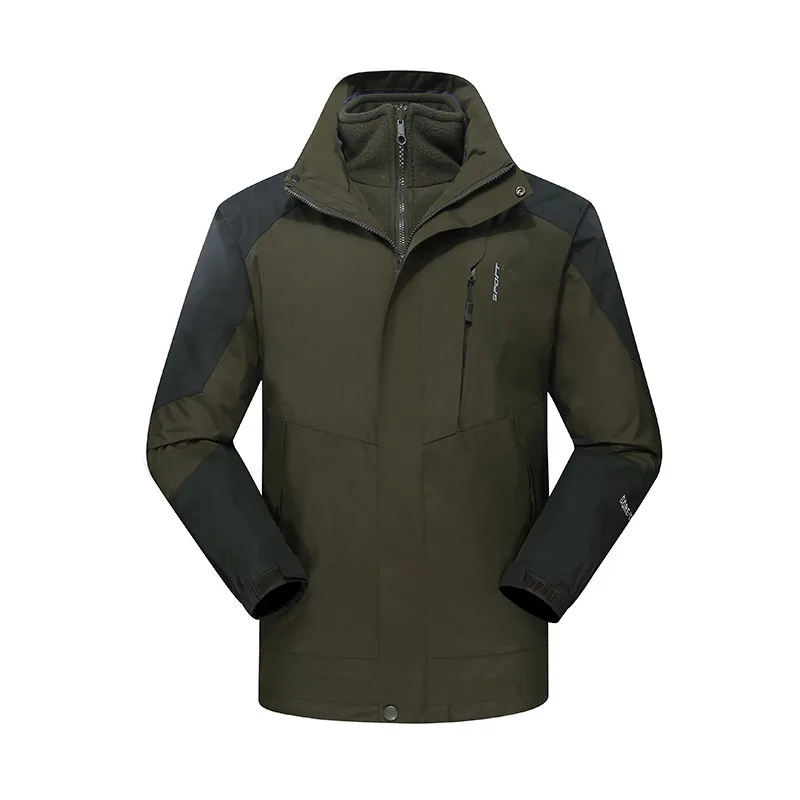 Зимняя походная куртка для мужчин и женщин из 2 предметов, водонепроницаемая теплая ветровка для спорта на открытом воздухе, мужские пальто VA547 - Цвет: Men Army Green