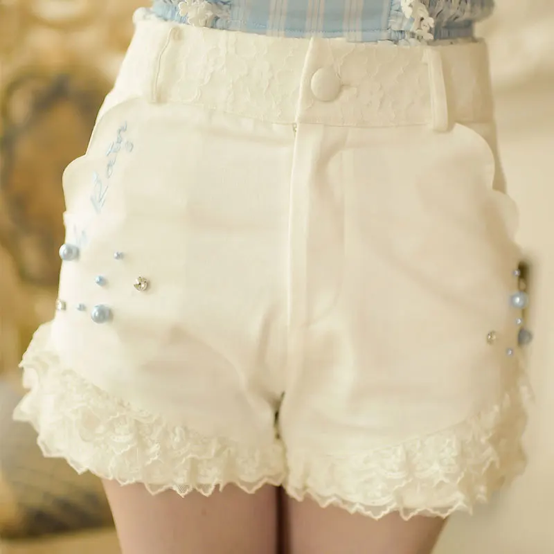 

Шорты принцессы сладкой Лолиты, яркие летние милые темпераментные кружевные с бантом и высокой талией в японском стиле, C15AB5817