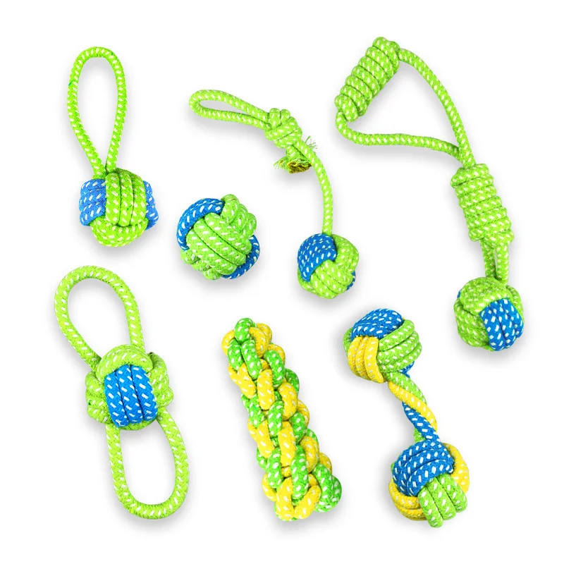 

Cotton Dog Rope Toy Knot Puppy Chew Teething Toys Pet Palying Ball for Small Medium Large Dogs Teeth Cleaning Toys Pet Supplies