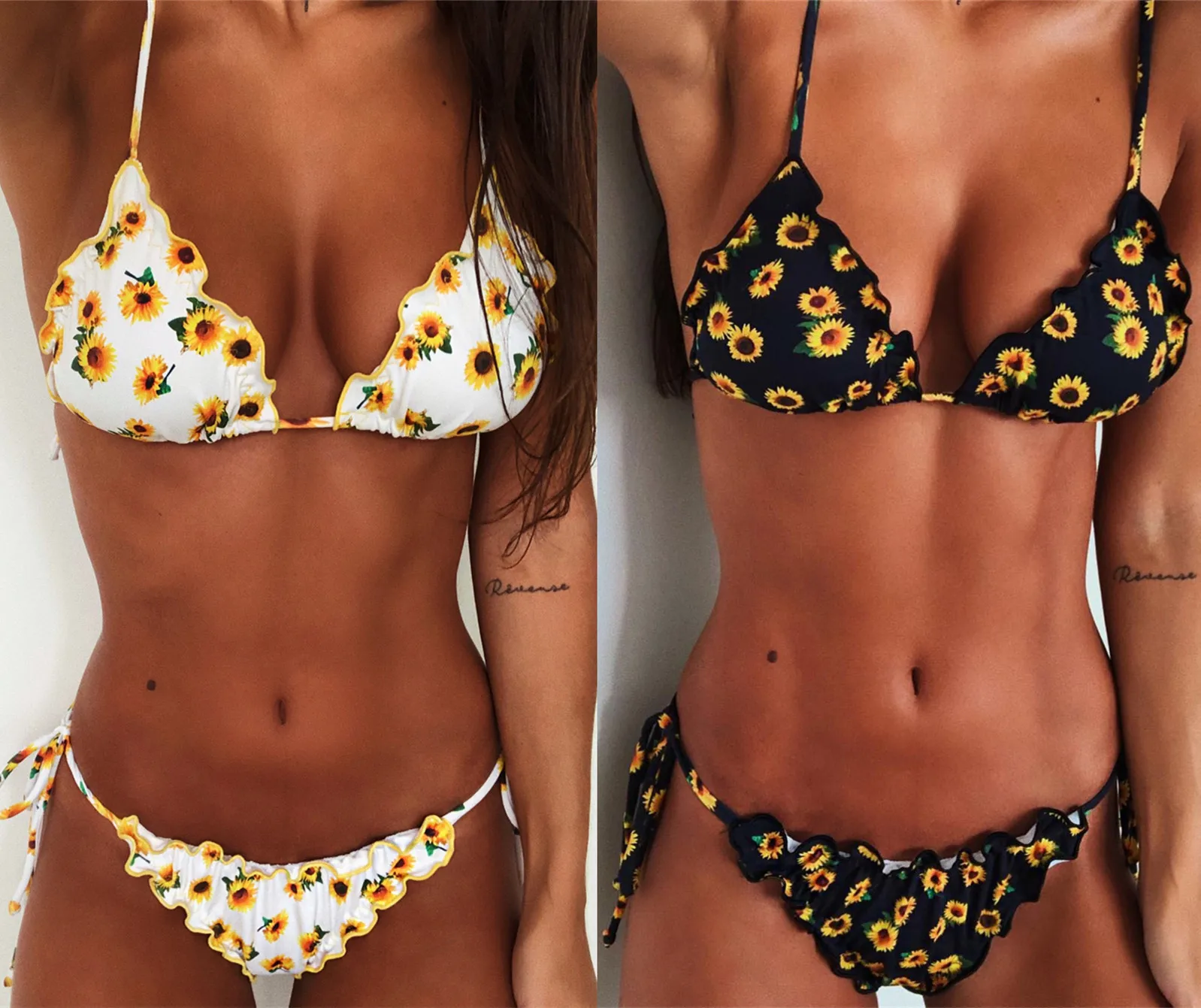 

Women Bikini Set Swimsuits Flower Printed Bandeau Padded Push Up Tie Side Beachwear Female Sexy Brazilian Swimwear Bathing Suit