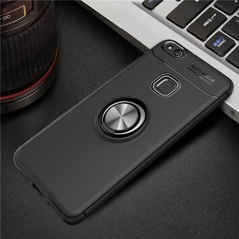 Luxury Shockproof Protection case For huawei P10 matte hard pc+soft silicon back cover For huawei P10 Lite Metal Ring Bracket02