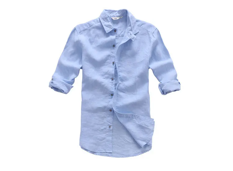 Итальянские дизайнерские рубашки из чистого льна, мужские летние рубашки с длинным рукавом, однотонные повседневные рубашки, мужские классические брендовые рубашки, мужские льняные рубашки