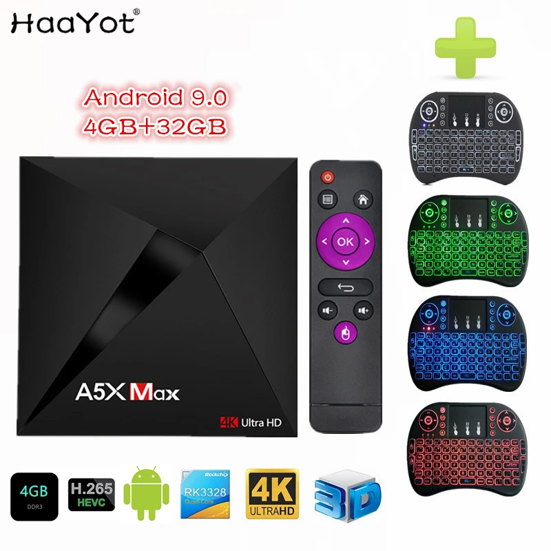 HAAYOT A5X MAX 4GB 32GB RK3318 Quad Core Smart Android 9.0 TV BOX Bluetooth H2.65 4K 2.4GHz WIFI Set-top box Media Player | Электроника