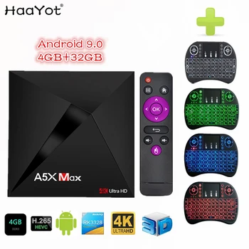 

HAAYOT A5X MAX 4GB 32GB RK3318 Quad Core Smart Android 9.0 TV BOX Bluetooth H2.65 4K 2.4GHz WIFI Set-top box Smart Media Player