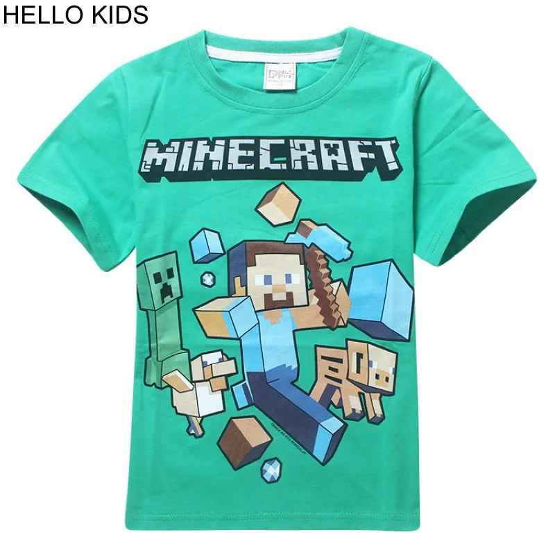 

Children Boys Tees Tops T Shirts 2018 Summer New Minecraft Cartoon baby boy clothes Child Kids Boys Short Sleeve Clothes Shirts