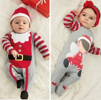 Christmas Gifts Baby rompers 2016 One-piece Costumes kids long sleeve spring autumn baby wear clothing set top+headband or hat Christmas Gifts Baby rompers 2016 One-piece Costumes kids long sleeve spring autumn baby wear clothing set top+headband or hat