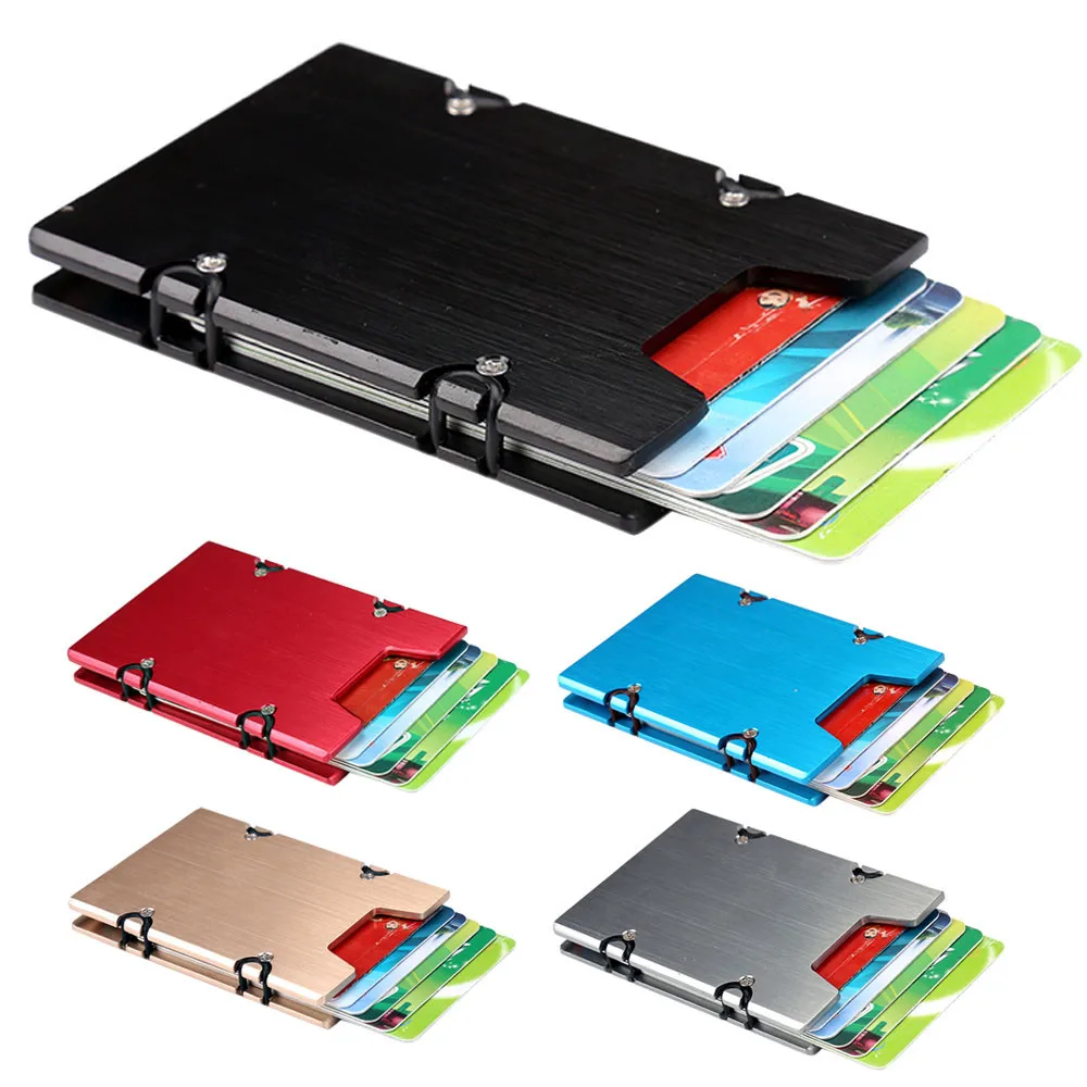 

Metal Mini Money Clip Brand Fashion Black White Credit Card ID Holder With RFID Anti-thief Wallet Men 5H