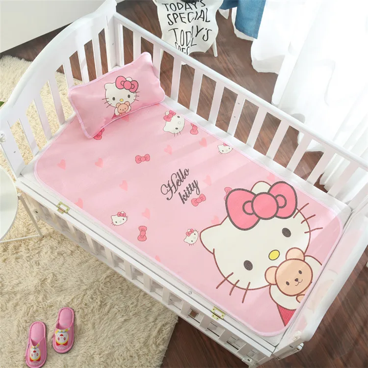 

Kindergarten children's mattress cute Hello Kitty cartoon large-format baby bed ice silk mattress Kit 1 pc Bed Sheet Set Pillow