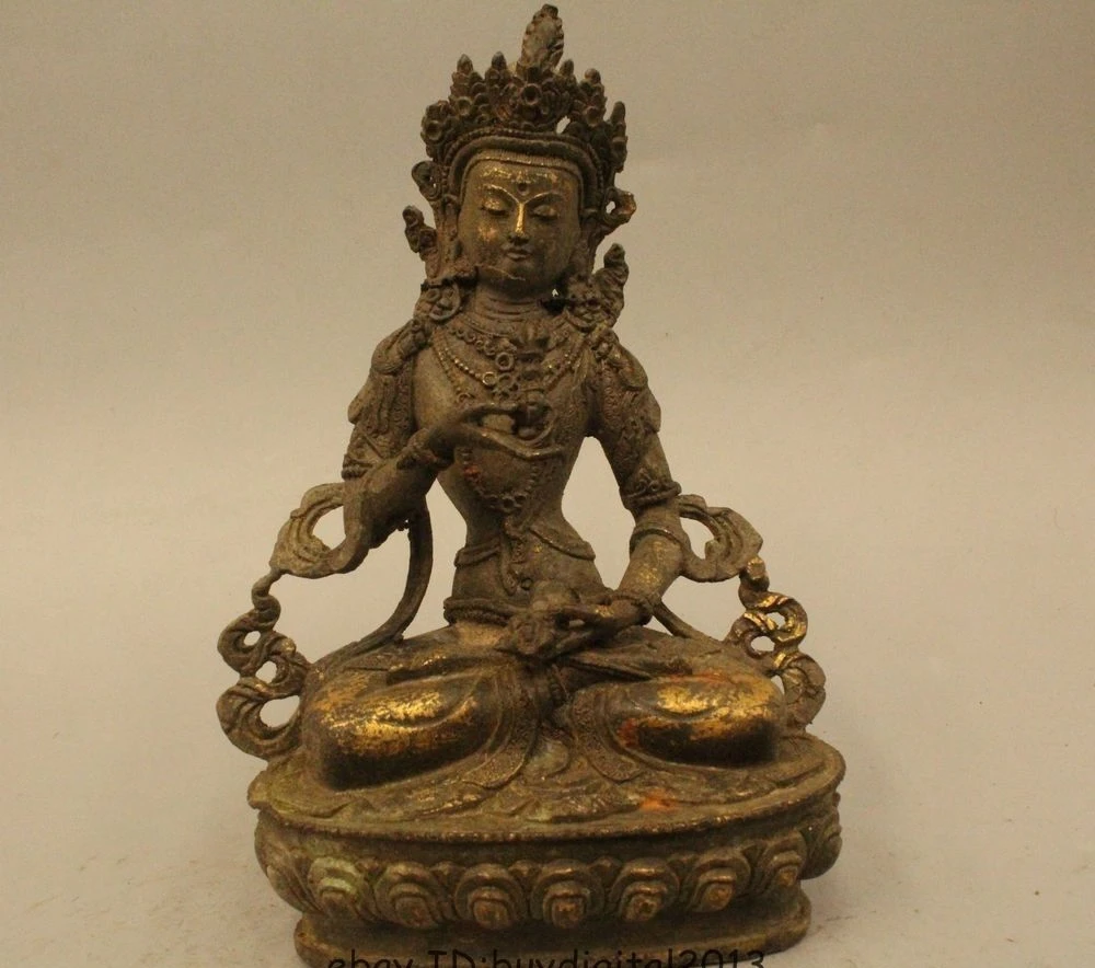 9 &quotТибетский буддизм Бронзовый Gild Seat Vajradhara Vajrabhairava Goddess Buddha Statu | Дом и сад