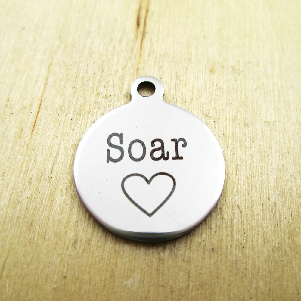 10pcs/lot-SOAR heart stainless steel charms Laser Engraved Customized DIY Charms Pendants | Украшения и аксессуары