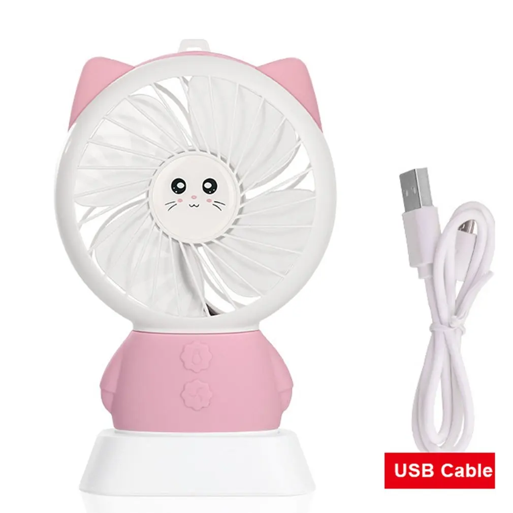 

Portable Rabbit/Cat Hand Fan Battery Operated USB Power Handheld Mini Fan Cooler with Strap