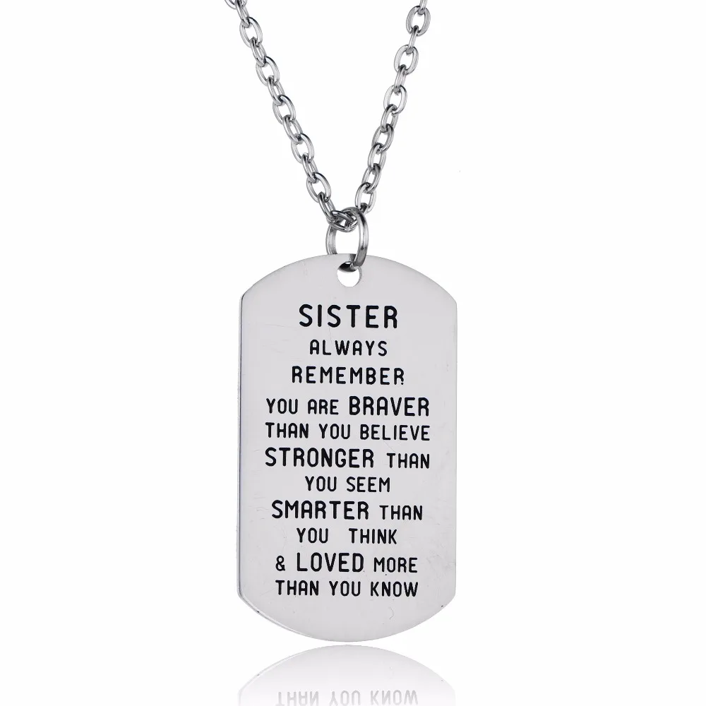 Stainless Steel Pendants Inspirational Gift Chain Necklace Dog Tag Family Friend