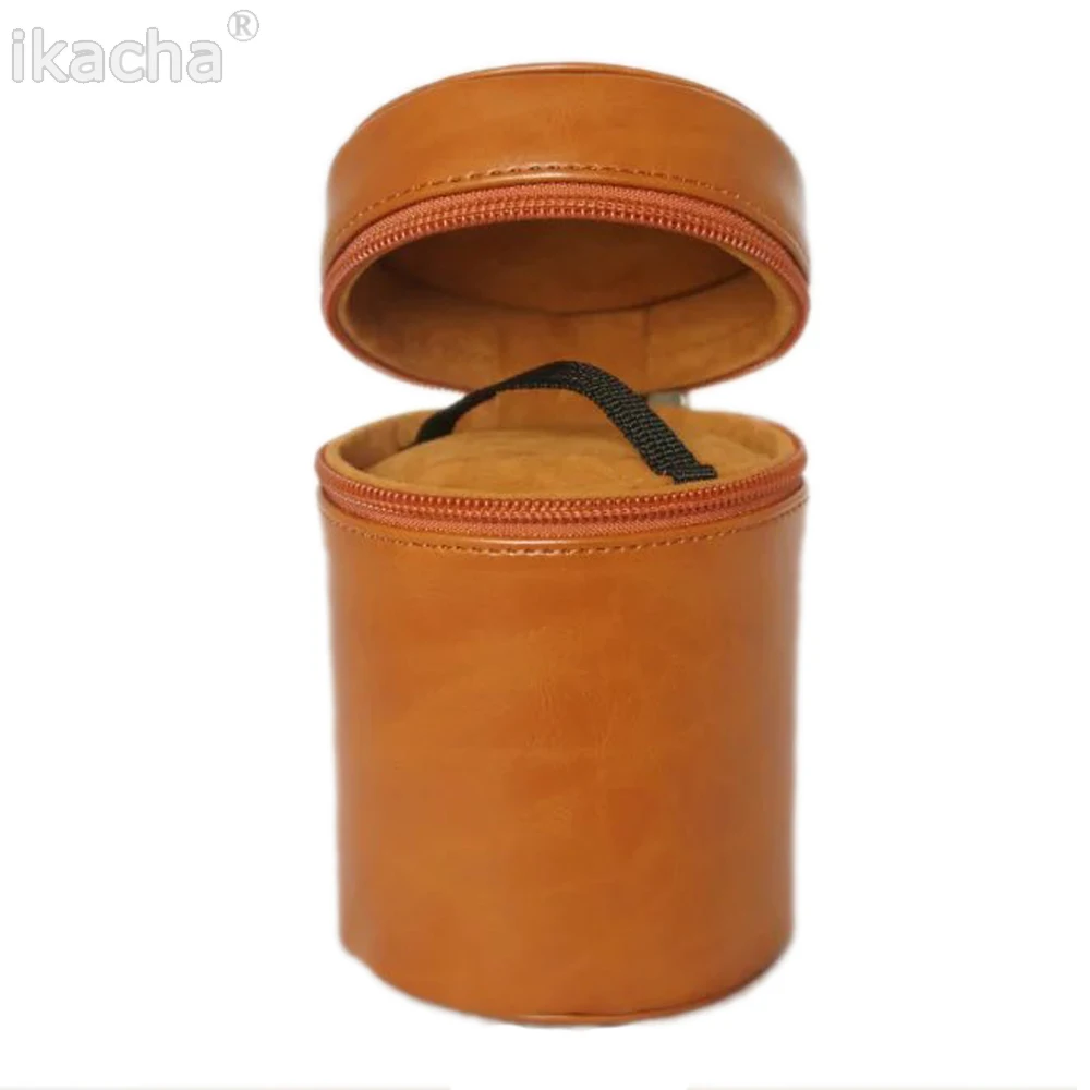 S Size Camera Lens Bag PU Leather Case Suitable for Canon Nikon Sony Pentax Fujifilm Tamron Lens Pocket 