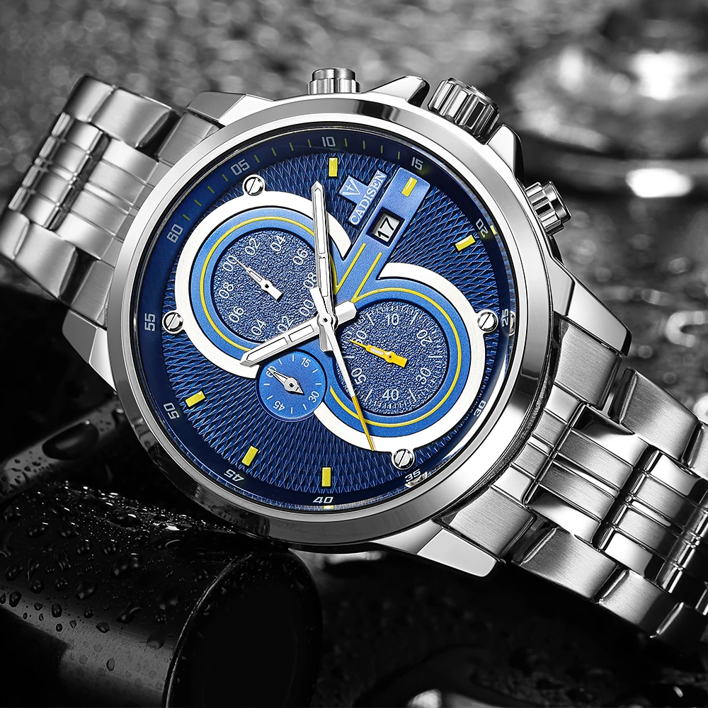 

Cadisen C9054 Quartz Watches Mens Sport Watches Men Chronograph Clock Sports Wristwatch Business Waterproof relogio masculino