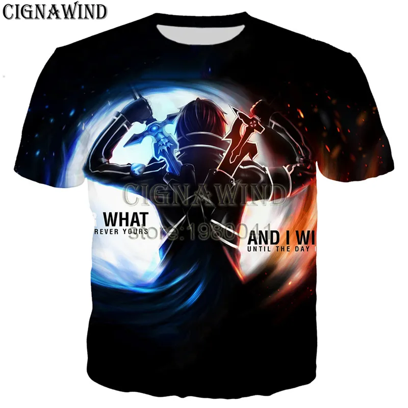 

New Harajuku anime Sword Art Online t shirt men women 3D print hip hop tshirt streetwear casual summer tops