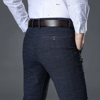 2019 Men’s Stretch Stripe Casual Pants Men’s Four Seasons High Quality Business Trousers Men’s Straight Trousers Harem Pants