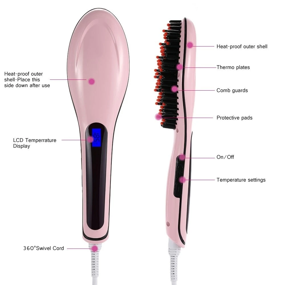 IGIA Ceramic Hair Straightening Brush in Pink (3)