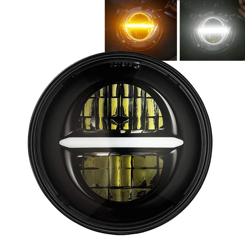 Marlaa 5 3/" 5,75" Светодиодный прожектор для Sportster, Dyna, Softail, индийский Скаут, скаут 60, скаут поплавок - Цвет: Black white amber