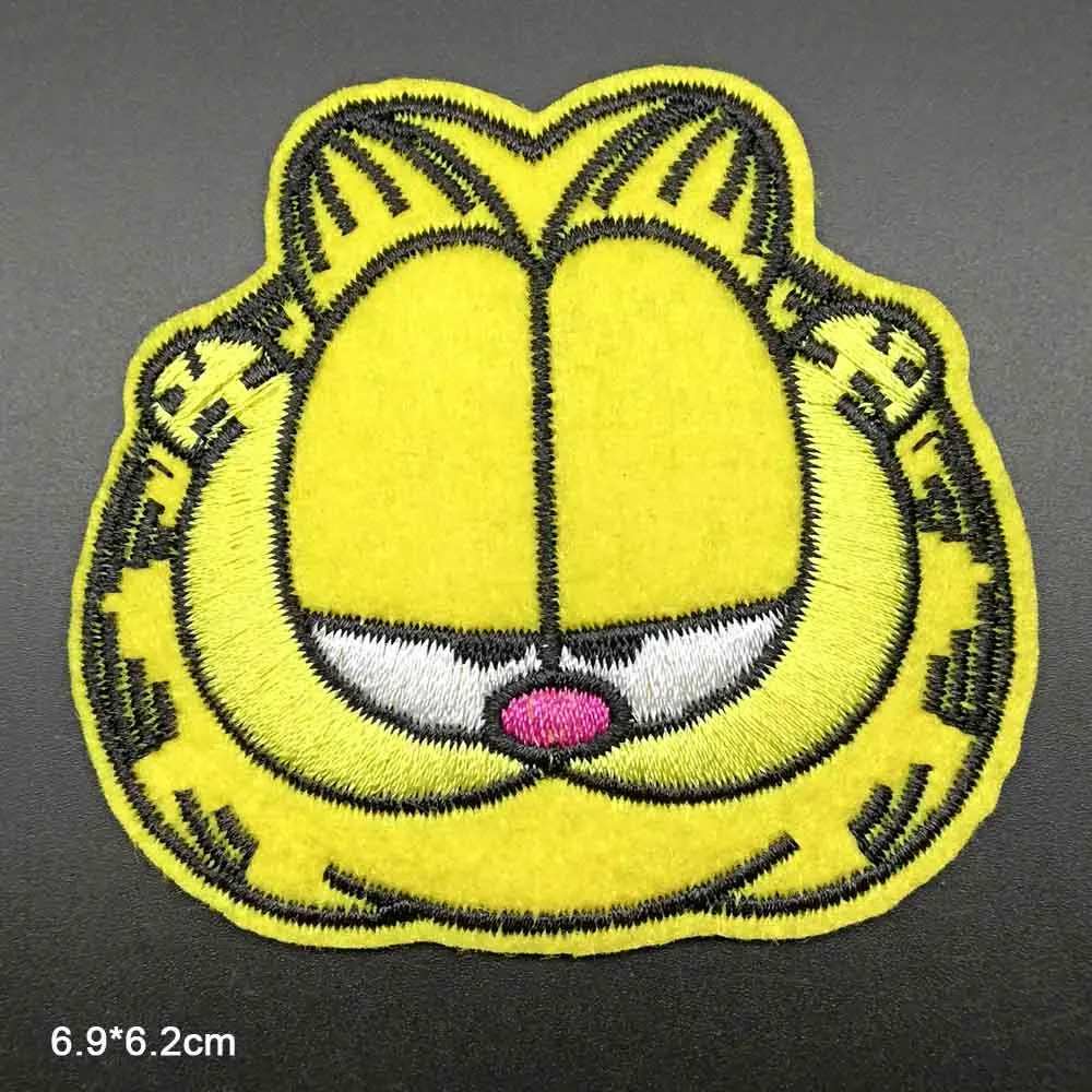 

Cartoon Unhappy Cat Cock Iron on Embroidered Cloth Patch For Girls Boys Clothes Stickers Apparel Garment Accessories