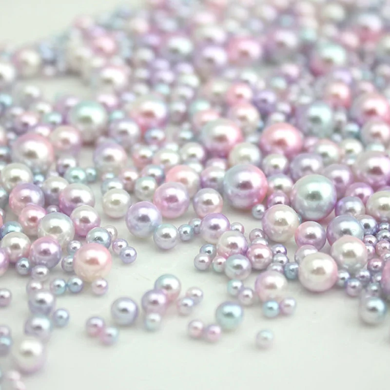 

Mix Rainbow Color Round Imitation Pearl Beads No Hole Loose Beads DIY Craft Making for Women TB Sale