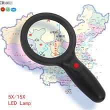 AIBOULLY OK-98 Handheld Magnifier 5X/15X Times Lighted Magnifier Reading Tool Repair Magnifier With LED Light Daughter Lens led light magnifier