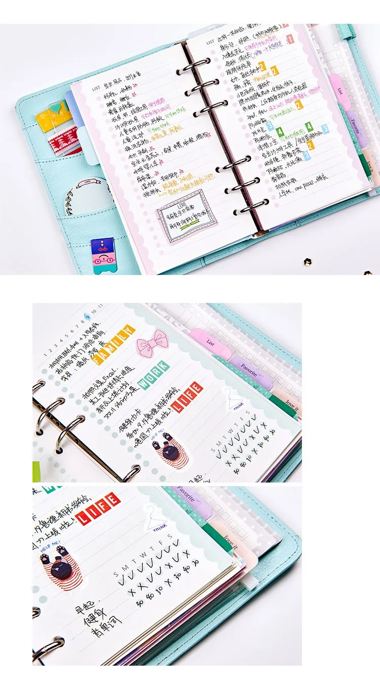 7 2017 Dokibook Notebook 6 Hole Spiral Diary A5&A6 Spiral Planner Wave Inner Pages Weekly Monthly Plan Matching Filofax Lovedoki