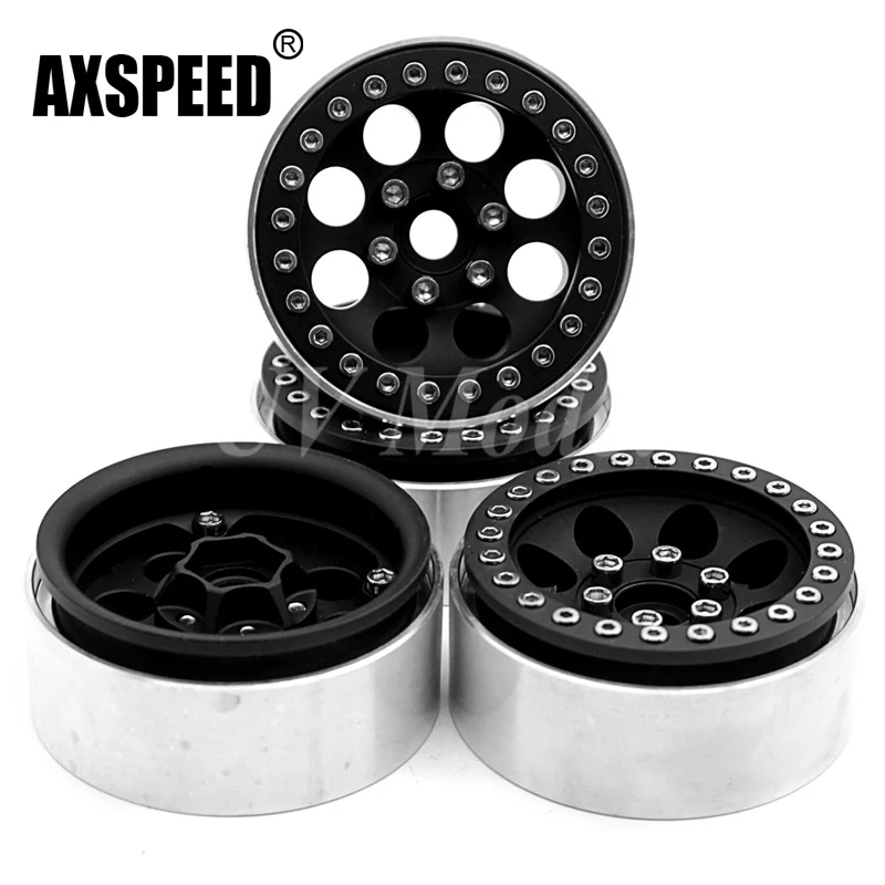 

Black Alloy 1/10 RC Crawler 1.9 Beadlock Wheels for SCX10 D90 90034 90035 Aluminum Rim Free Shipping