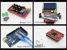 Мега 2560 R3 Микроконтроллер + платформы 1.4 контроллер + 12864 ЖК-панель + A4988 шагового драйвера Для arduino 3d-принтер Diy kit