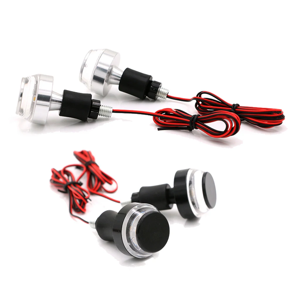 Motorcycle 7/8'' 22mm Handlebar LED Turn Signal Light Black / Silver