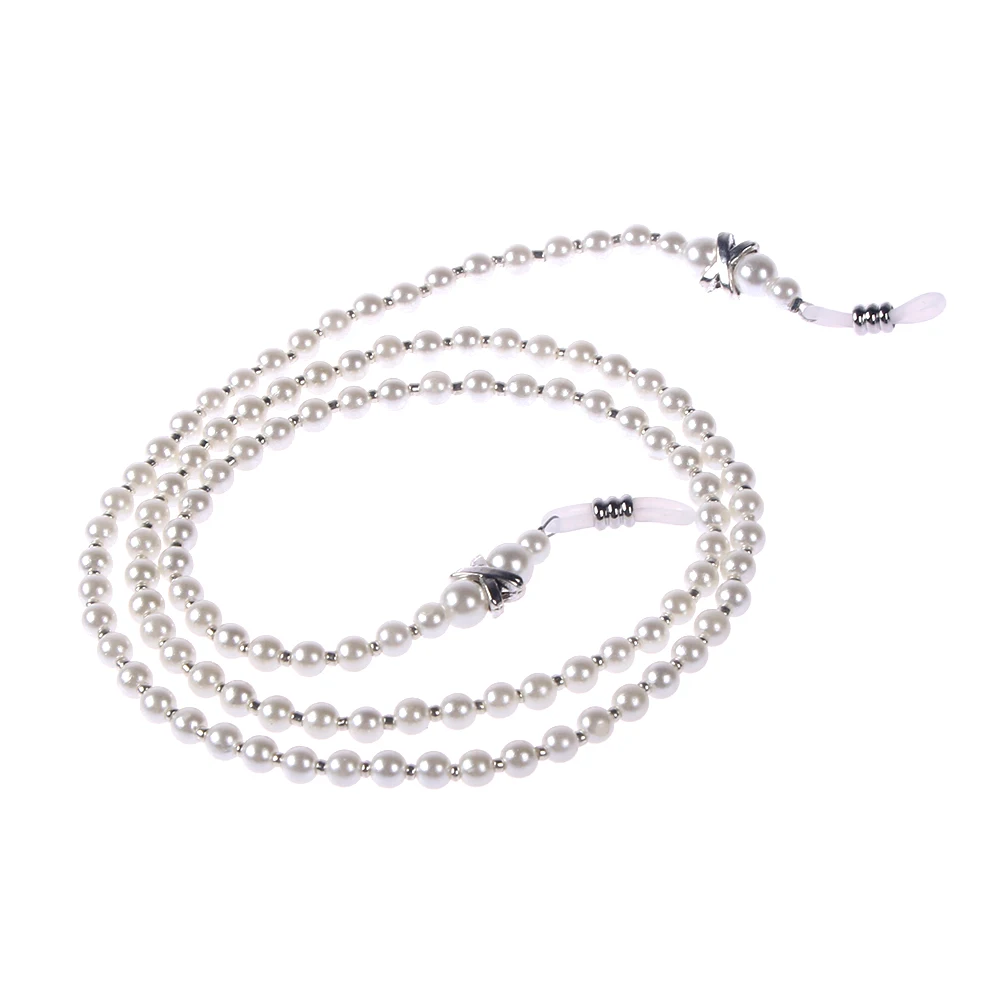 

1Pc New Adjustable sunglasses necklace chain White Pearl Beaded Eyeglass chains Cord Holder Rope glasses strap 75cm