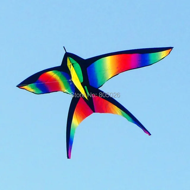 free shipping large rainbow bird kites with handle line flying toy airplane eagle kite ripstop nylon fabric weifang kite factory 2