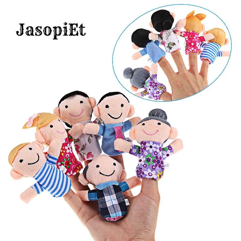 JasopiEt Симпатичный мини палец Семья куклы Набор для маленьких мальчиков девочек плюшевые игрушки, развивающие История стороны пальчиковые