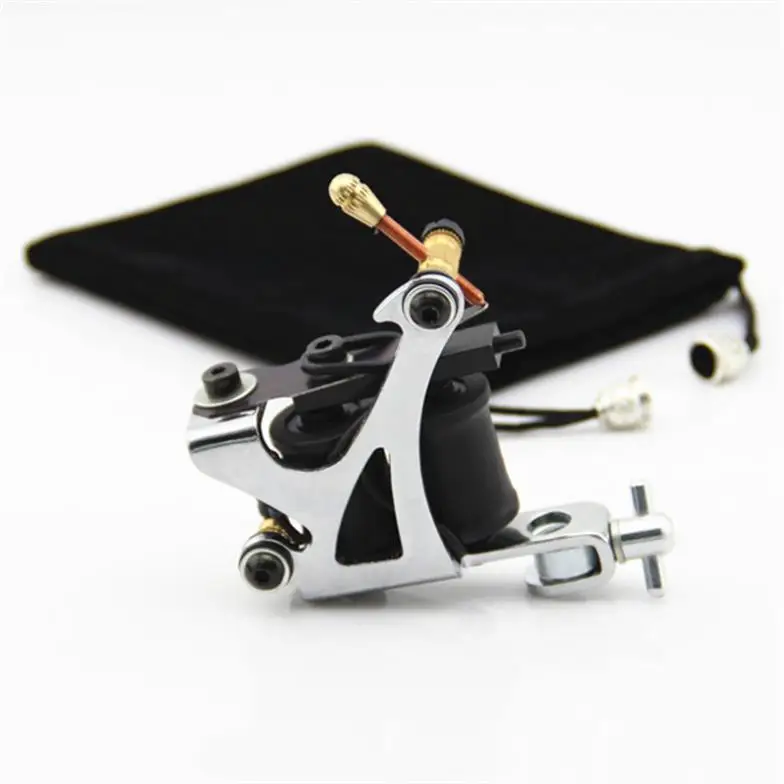 Silver Coil Tattoo Machine 10 Wrap Tatoo Coils Gun Steel Electric