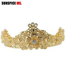 SUNSPICE-MS, золотой цвет, цветок, Детские тиары для женщин, корона для невесты, индийские украшения для волос, повязка на голову, красота, Театрализованное украшение