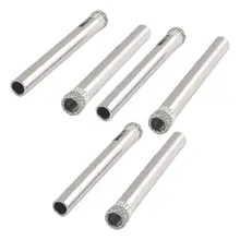 6 Pcs 6mm Dia Diamond Coated Drill Bit Marble Tile Glass Hole Saw Silver Tone