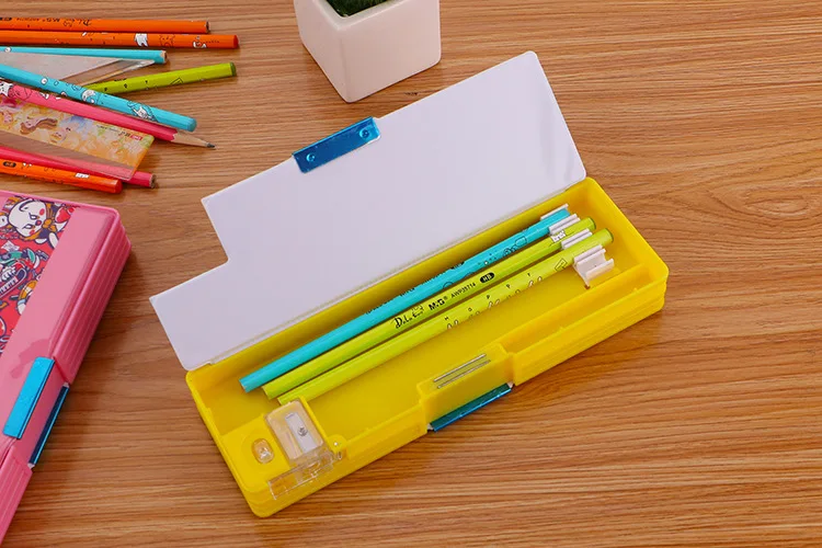 Многофункциональная Автоматическая пенал для карандашей с героями мультфильмов практические двойной Слои Пластик Карандаш Чехол школьные принадлежности подарок