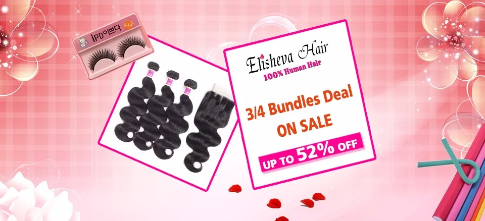 Feixes de Cabelo com Fechamento Extensões de Cabelo Bundels com Fechamento Elisheva Malaio Ofertas Remy Humano Tece Bodywave 4 Não 1 Cheap Pacotes com 34 com fecho