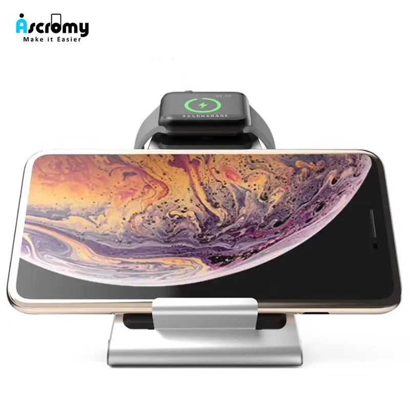 Ascromy 2in1 Fast QI Wireless Charger Stand For Apple Watch 3 2 iPhone XS Max XR X 8 Plus 8plus induction Charging Dock Station (3)