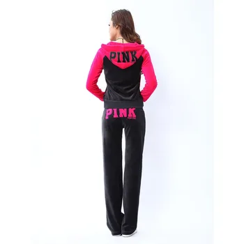 

Letter Patterned Women's 2 Pieces Outfits Zipper Tops and Sweat Pants Tracksuit Set Female Velvet Sportwear S-XL