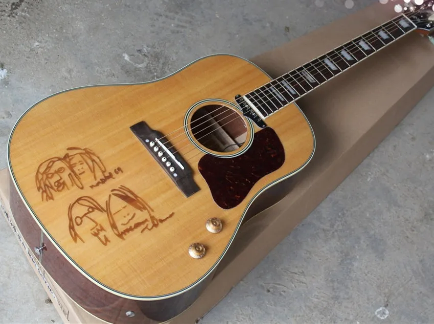 

2018 New + Factory + Natural Chibson G160e acoustic guitar John Lennon signature G160 electric acoustic guitar top drawings G160