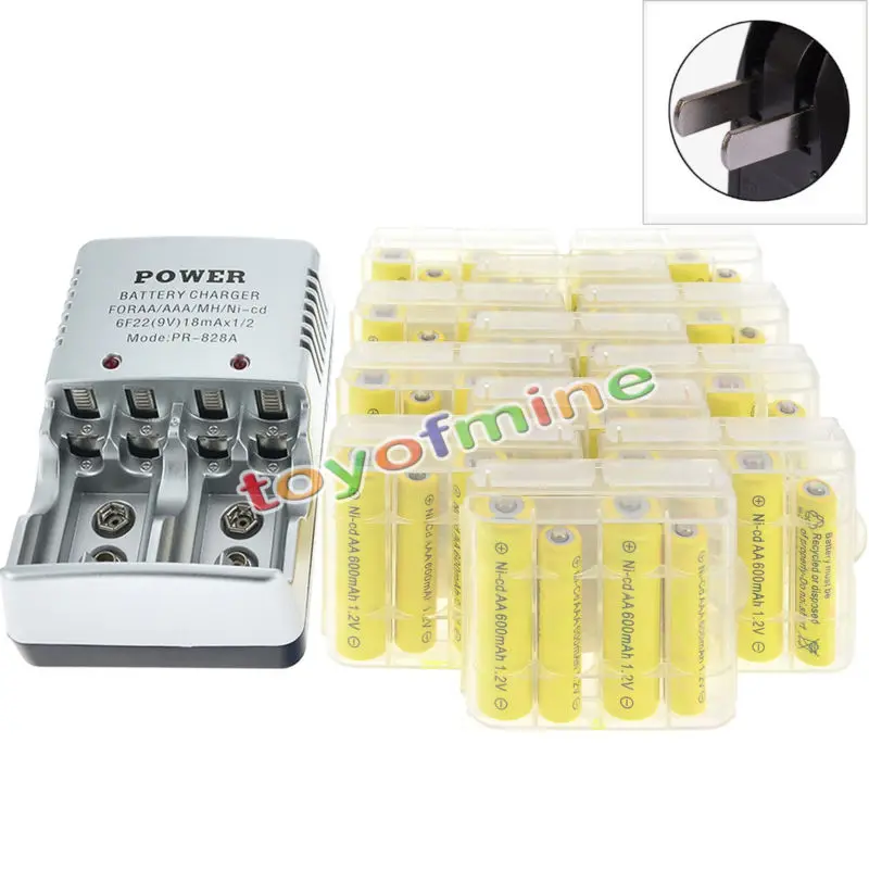 24x AA Ni-cd 2800mAh+ 24x AAA 1800mAh Ni-MH 1,2 V аккумуляторная батарея+ 12 шт. чехол для аккумулятора+ 1 шт. зарядное устройство