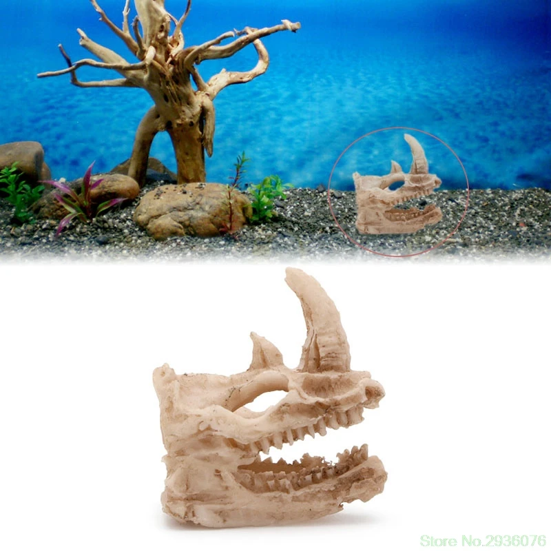 Aquarium Resin Rhino Skull Fish Decor Tank Ornament Decoration Landscaping New Drop Ship De18in