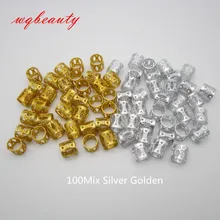 100 шт./лот, регулируемый Золотой/Серебряный/Разноцветный детский Женский Ящик для волос, косички, дреды, бусины, манжеты, кольца для зажимов, аксессуары