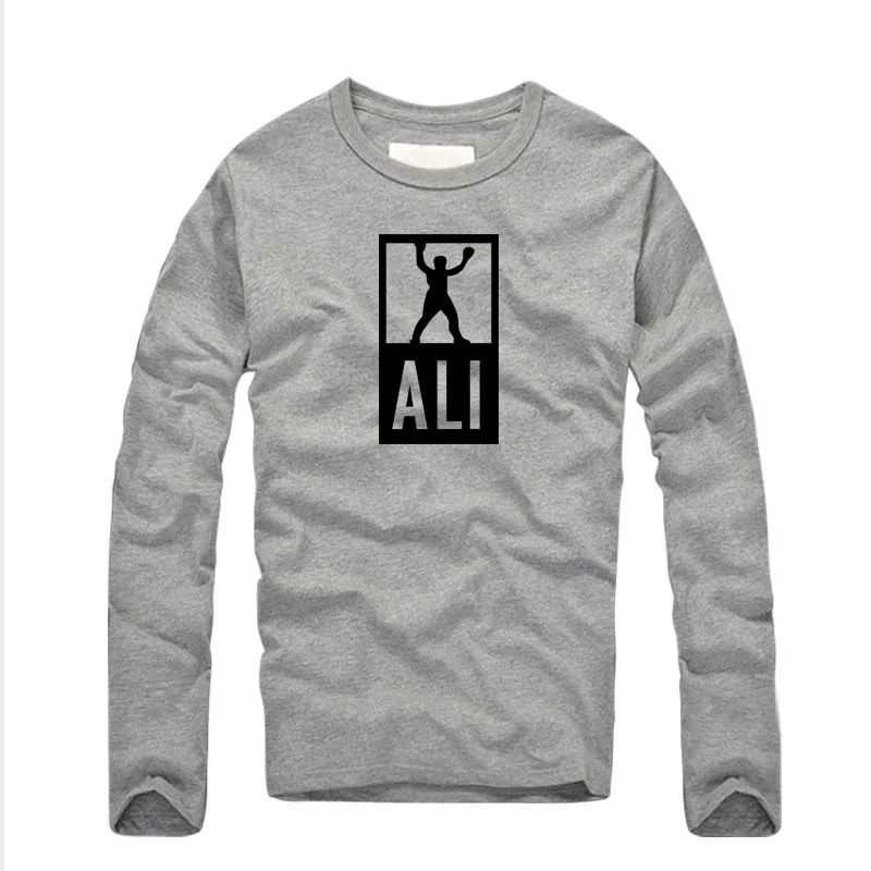 

2016 new brand fashion Mens MUHAMMAD ALI T Shirts printed Men Sport Fitness HipHop clothing cotton long Sleeve men Tshirt homme