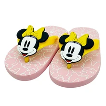 Mickey Minnie Cute Cartoon Kids Slippers Soft Bottom Comfortable Flip Flops For Girls Barefoot Children Boys Summer Beach Shoes