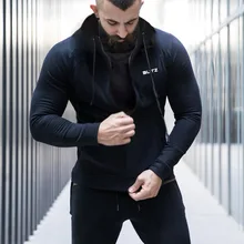 Осенние мужские куртки для бега фитнес-зимние спортивные верхние базовые пальто для бега в тренажерном зале с капюшоном на молнии теплая куртка