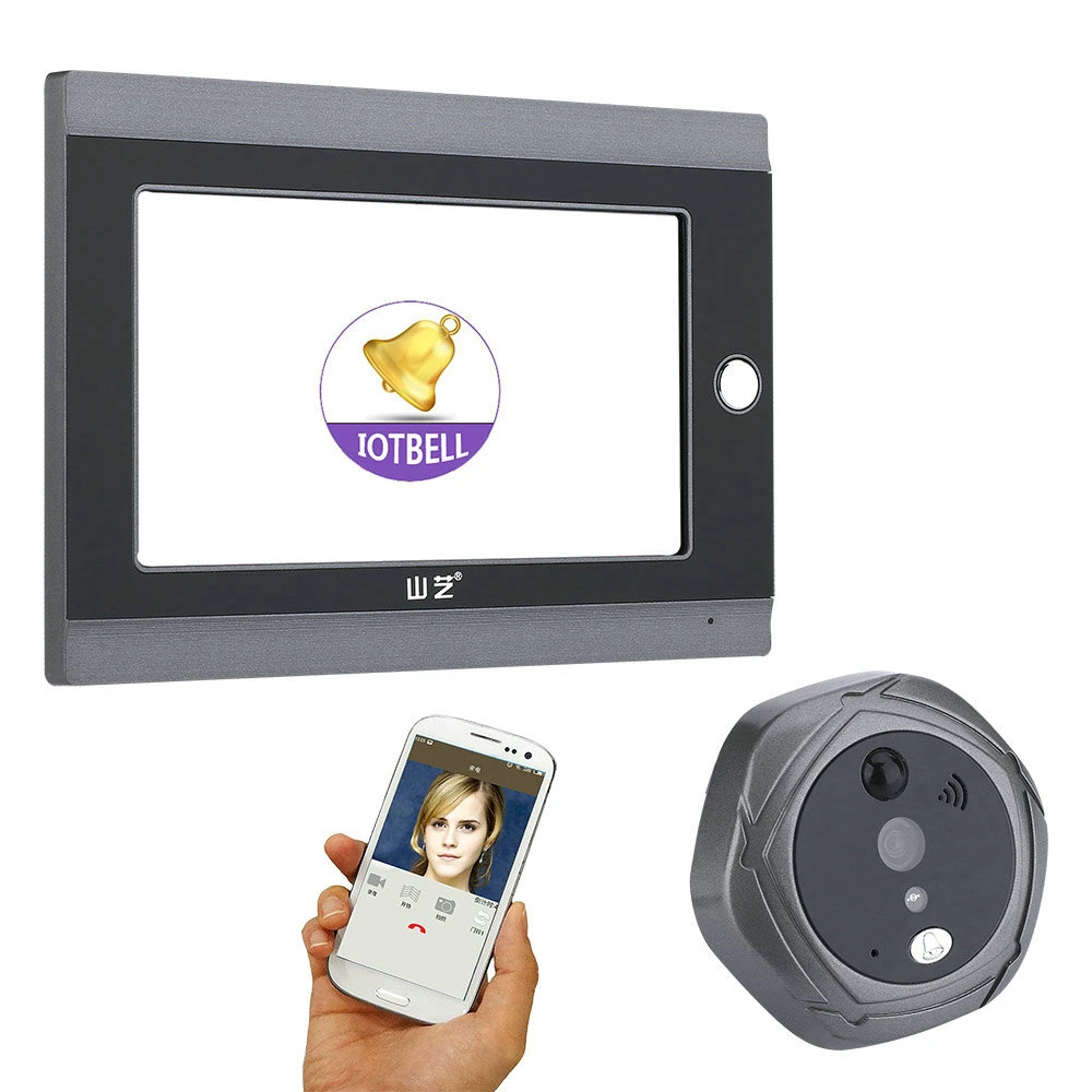 720P WiFi Wireless Digital Peephole Door Viewer 7inch Front Video Door