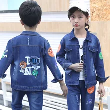 2018 new autumn children’s denim cloth set cartoon bee boys jeans funny girls denim coat kids cowboy clothing set 2 pieces jeans